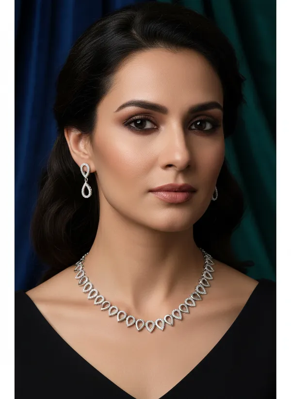 Lotus_Petal_Rhodium_Zerconia_Studd_Necklace_Set