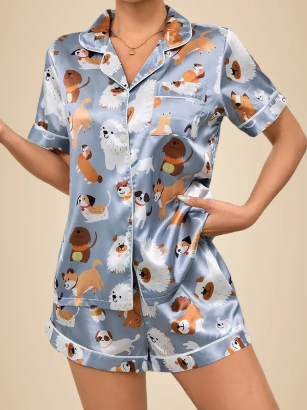 Blue_Lycra_And_Mesh_Adorable_Dog_Print_Night_Suit_For_Women