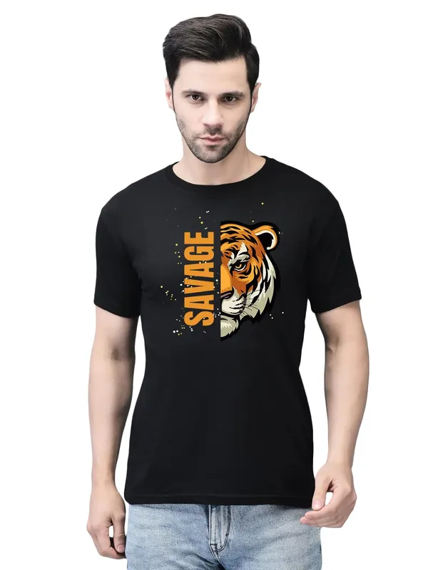 Black_Cotton_Printed_Crew_Neck_Half_Sleeve_T-Shirt_For_Men