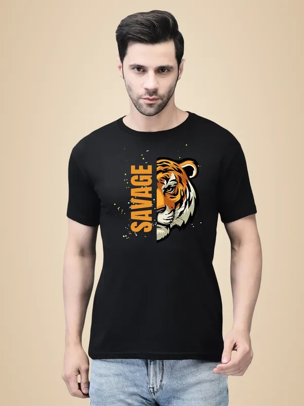 Black_Cotton_Printed_Crew_Neck_Half_Sleeve_T-Shirt_For_Men