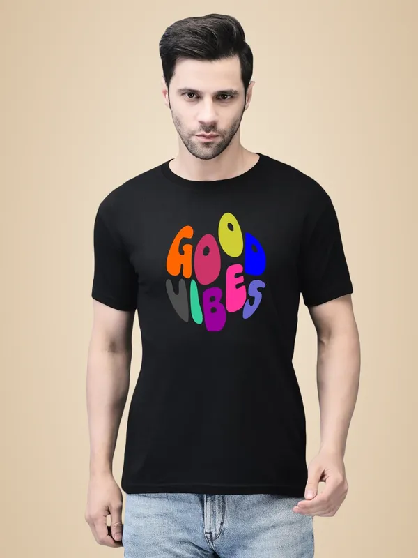 Black_Cotton_Printed_Crew_Neck_Half_Sleeve_T-Shirt_For_Men