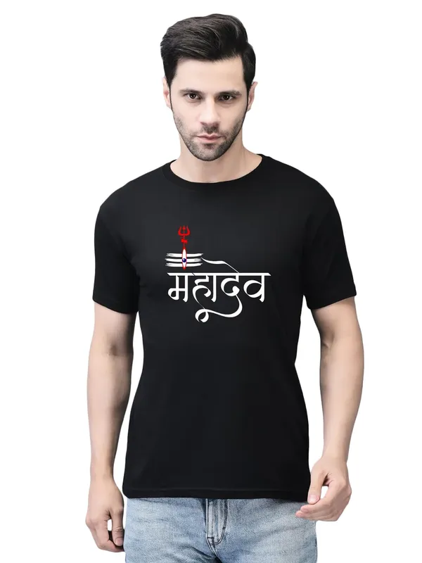 Black_Cotton_Printed_Crew_Neck_Half_Sleeve_T-Shirt_For_Men