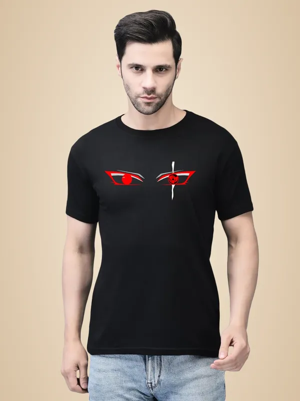 Black_Cotton_Printed_Crew_Neck_Half_Sleeve_T-Shirt_For_Men