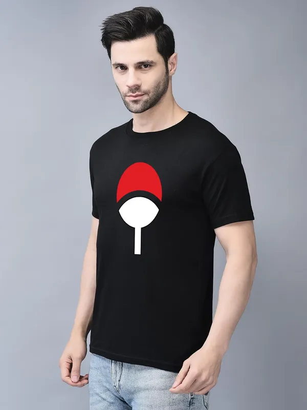Black_Cotton_Printed_Crew_Neck_Half_Sleeve_T-Shirt_For_Men