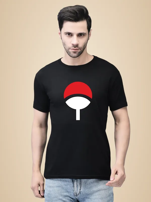 Black_Cotton_Printed_Crew_Neck_Half_Sleeve_T-Shirt_For_Men