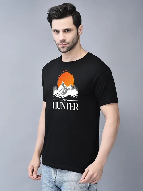 Black_Cotton_Printed_Crew_Neck_Half_Sleeve_T-Shirt_For_Men
