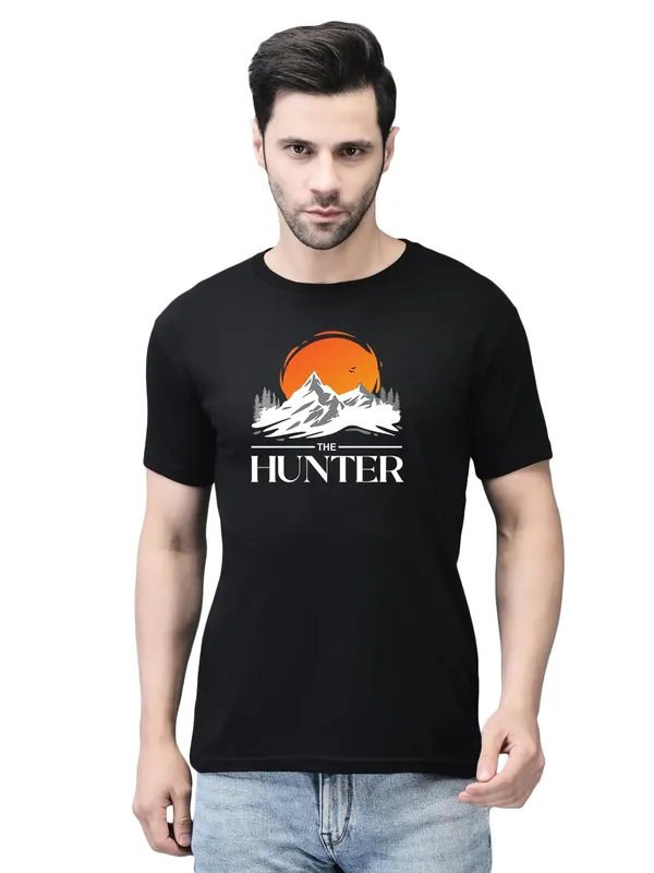 Black_Cotton_Printed_Crew_Neck_Half_Sleeve_T-Shirt_For_Men