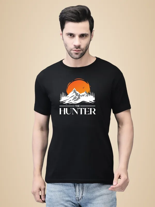 Black_Cotton_Printed_Crew_Neck_Half_Sleeve_T-Shirt_For_Men