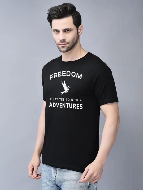 Black_Cotton_Printed_Crew_Neck_Half_Sleeve_T-Shirt_For_Men
