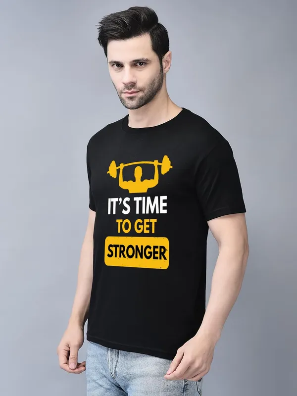 Black_Cotton_Printed_Crew_Neck_Half_Sleeve_T-Shirt_For_Men