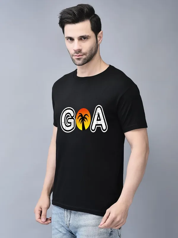 Black_Cotton_Printed_Crew_Neck_Half_Sleeve_T-Shirt_For_Men