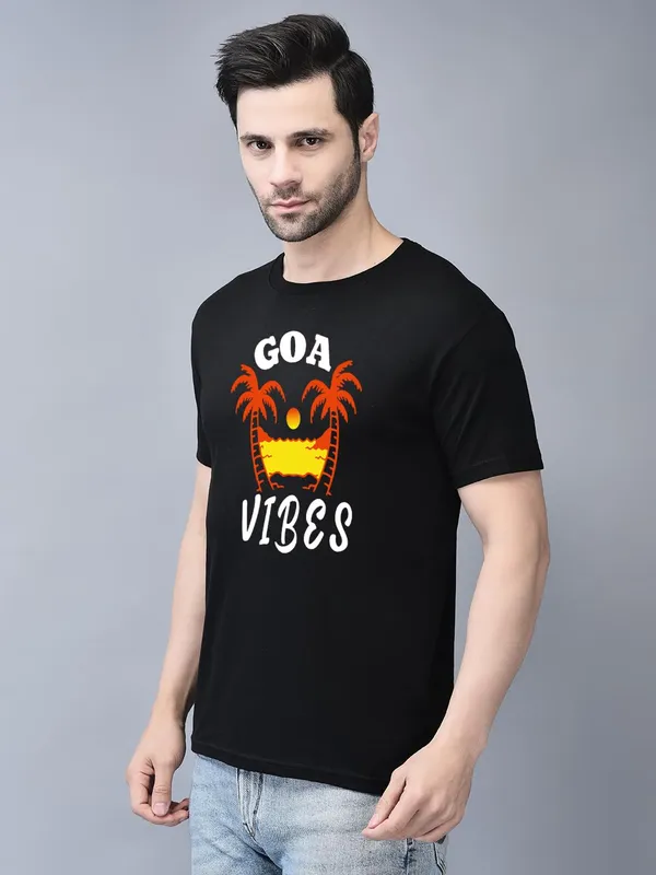Black_Cotton_Printed_Crew_Neck_Half_Sleeve_T-Shirt_For_Men