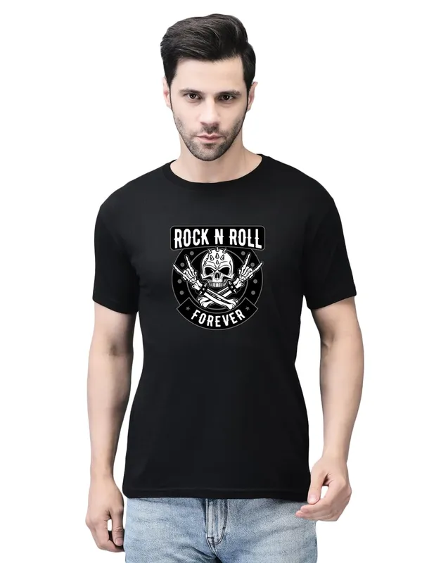 Black_Cotton_Printed_Crew_Neck_Half_Sleeve_T-Shirt_For_Men