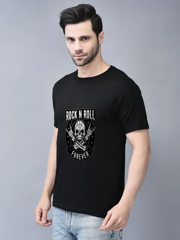 Black_Cotton_Printed_Crew_Neck_Half_Sleeve_T-Shirt_For_Men