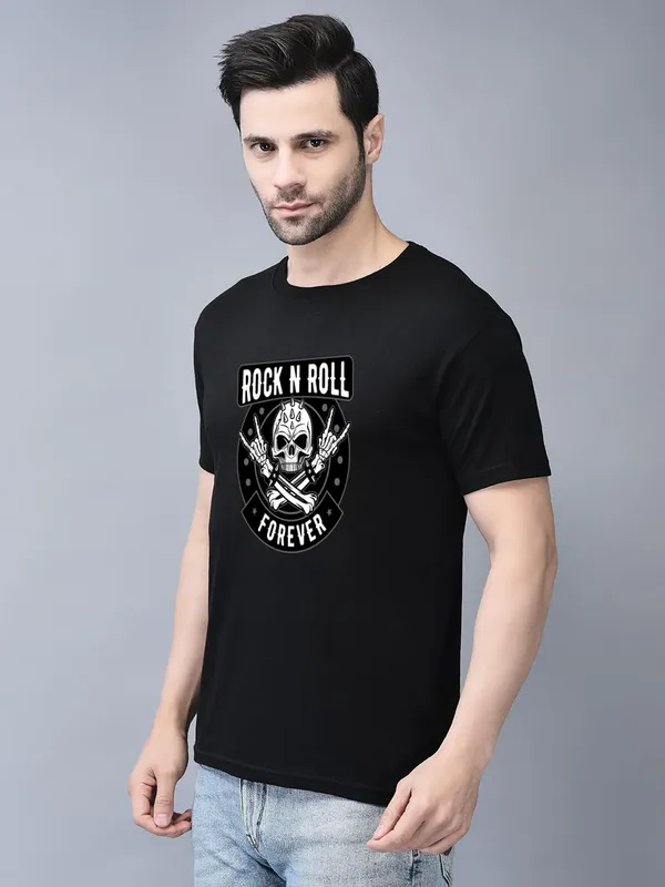 Black_Cotton_Printed_Crew_Neck_Half_Sleeve_T-Shirt_For_Men