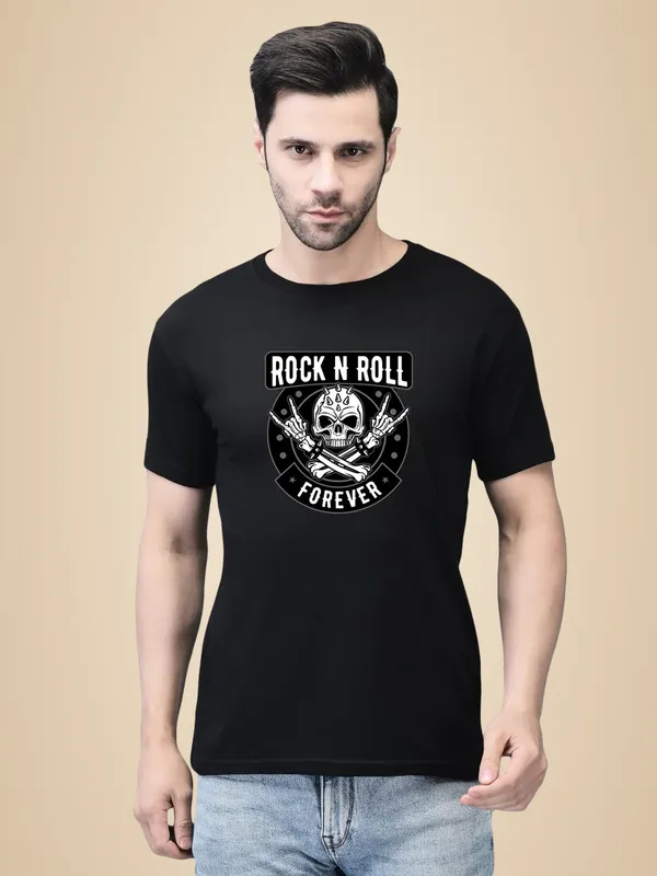 Black_Cotton_Printed_Crew_Neck_Half_Sleeve_T-Shirt_For_Men