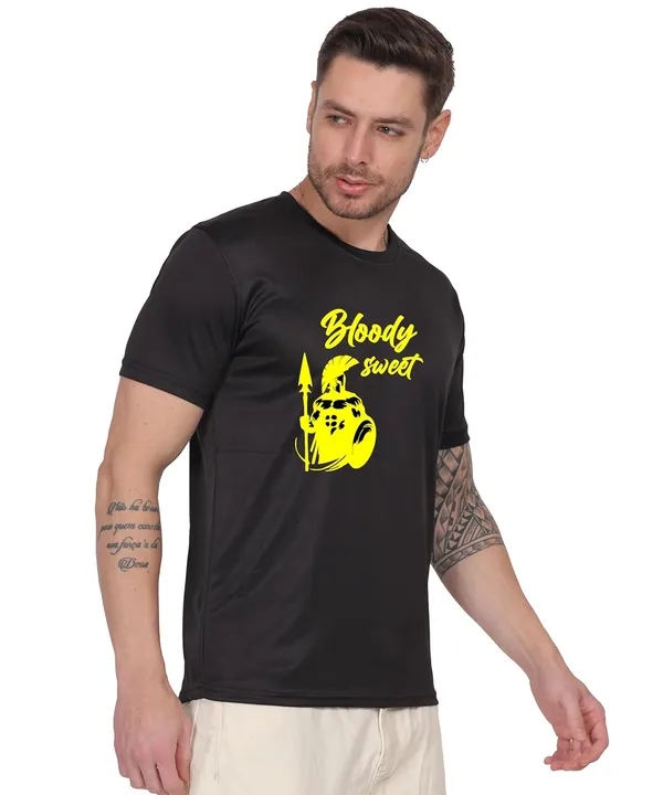 Black_Cotton_Printed_Crew_Neck_Half_Sleeve_T-Shirt_For_Men