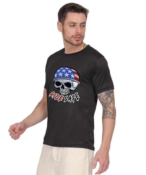 Black_Cotton_Printed_Crew_Neck_Half_Sleeve_T-Shirt_For_Men