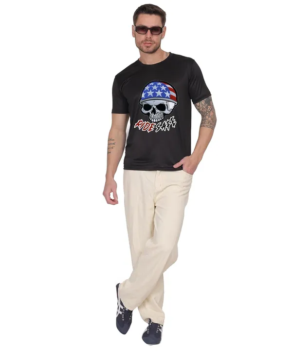 Black_Cotton_Printed_Crew_Neck_Half_Sleeve_T-Shirt_For_Men