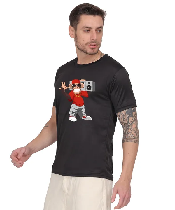 Black_Cotton_Printed_Crew_Neck_Half_Sleeve_T-Shirt_For_Men