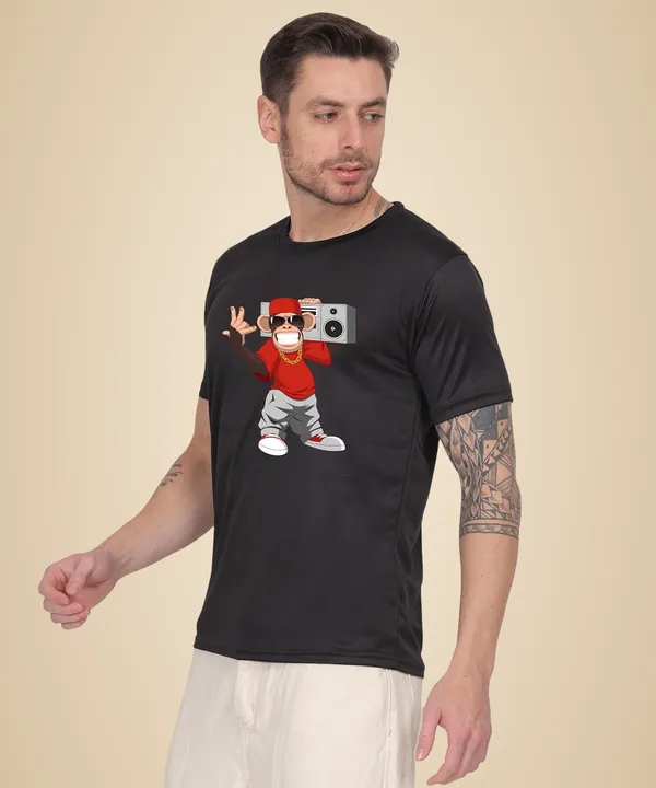 Black_Cotton_Printed_Crew_Neck_Half_Sleeve_T-Shirt_For_Men
