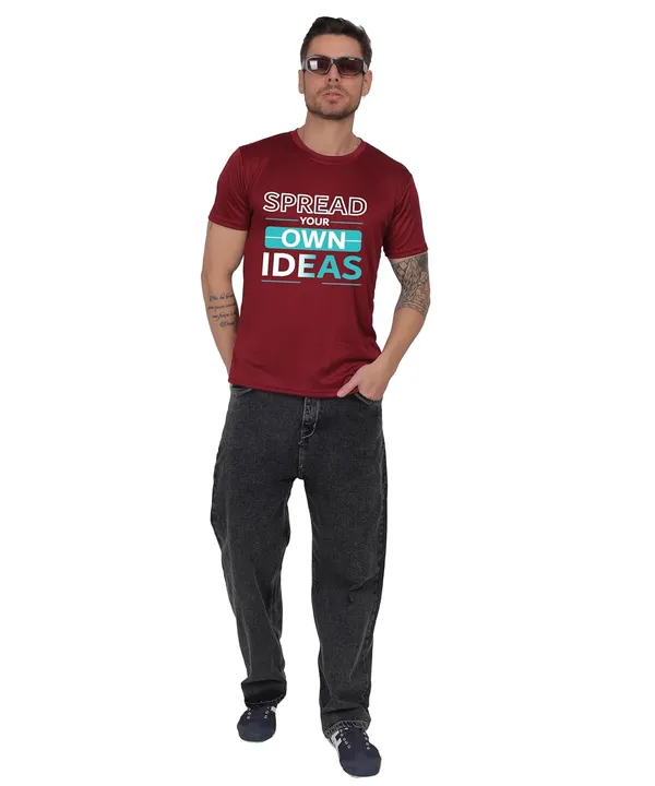 Brown_Cotton_Printed_Crew_Neck_Half_Sleeve_T-Shirt_For_Men