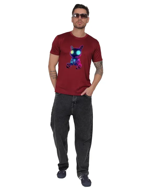 Brown_Cotton_Printed_Crew_Neck_Half_Sleeve_T-Shirt_For_Men