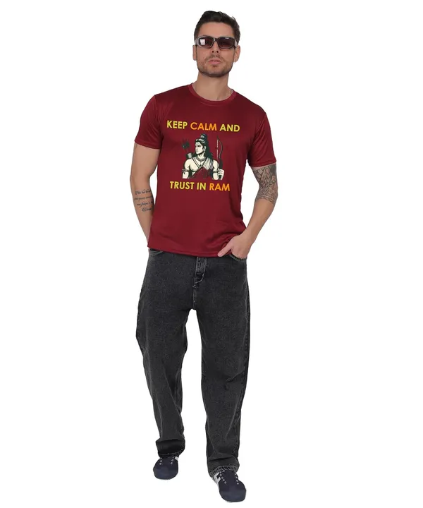 Brown_Cotton_Printed_Crew_Neck_Half_Sleeve_T-Shirt_For_Men