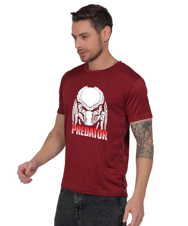 Brown_Cotton_Printed_Crew_Neck_Half_Sleeve_T-Shirt_For_Men