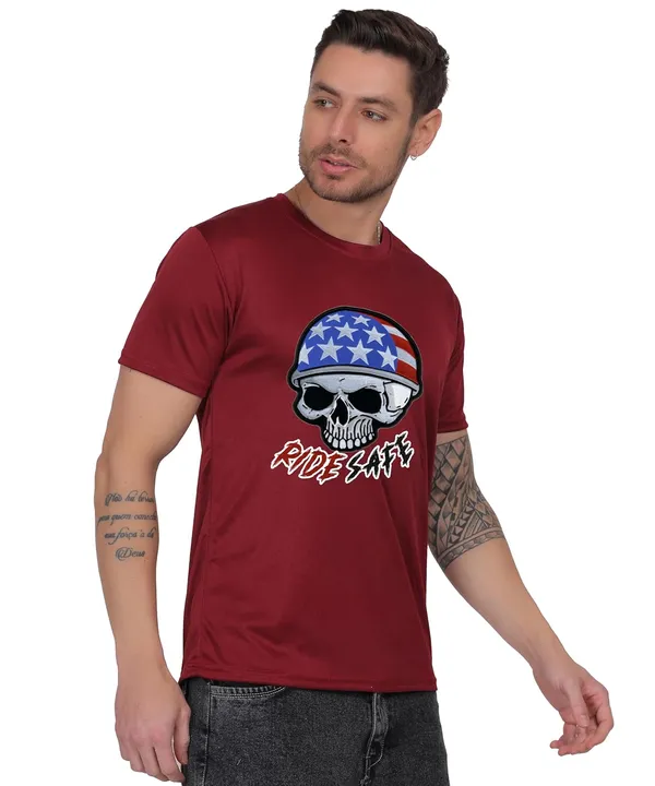 Brown_Cotton_Printed_Crew_Neck_Half_Sleeve_T-Shirt_For_Men