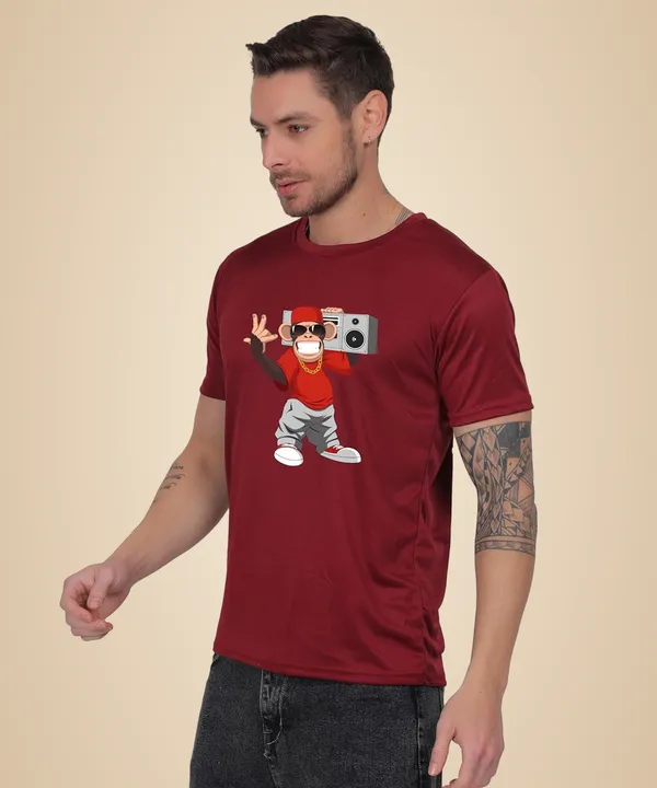 Brown_Cotton_Printed_Crew_Neck_Half_Sleeve_T-Shirt_For_Men