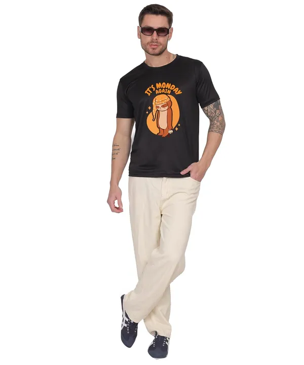 Brown_Cotton_Printed_Crew_Neck_Half_Sleeve_T-Shirt_For_Men