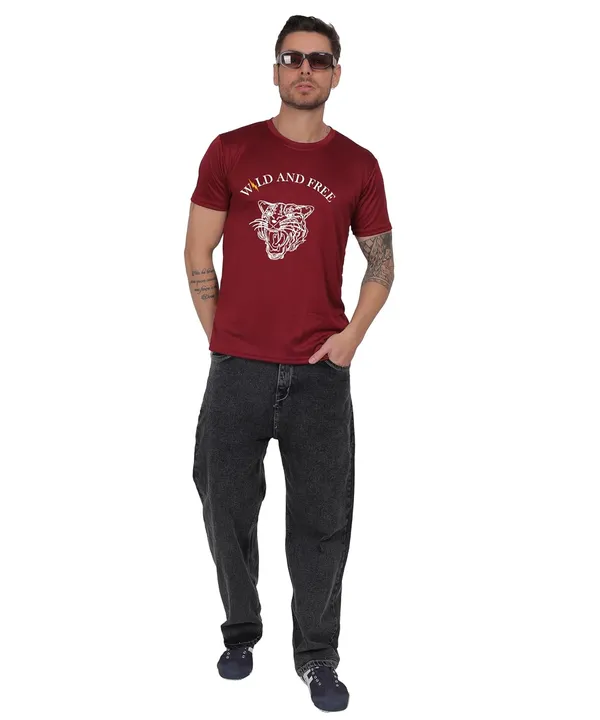 Brown_Cotton_Printed_Crew_Neck_Half_Sleeve_T-Shirt_For_Men