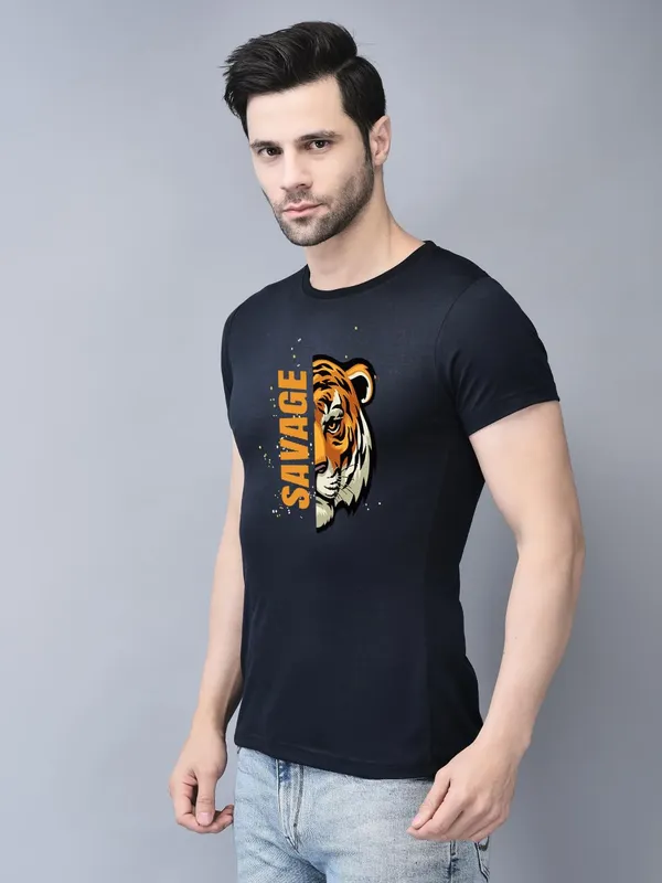 Blue_Cotton_Printed_Crew_Neck_Half_Sleeve_T-Shirt_For_Men