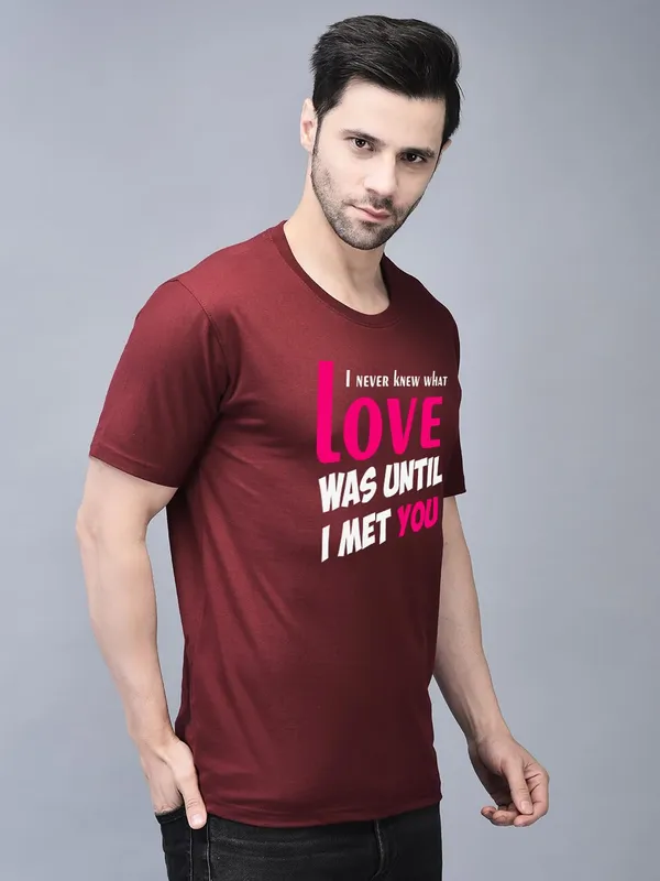 Maroon_Cotton_Printed_Crew_Neck_Half_Sleeve_T-Shirt_For_Men