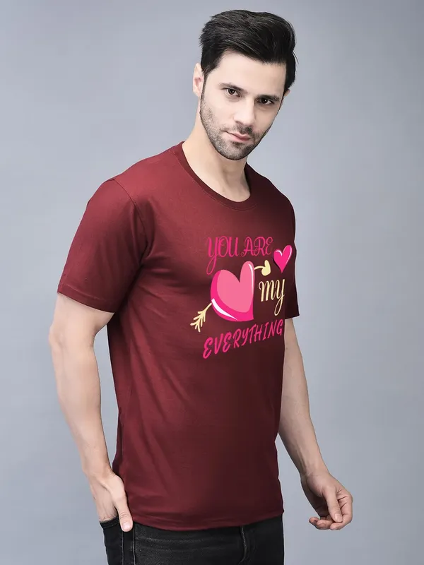 Red_Cotton_Printed_Crew_Neck_Half_Sleeve_T-Shirt_For_Men