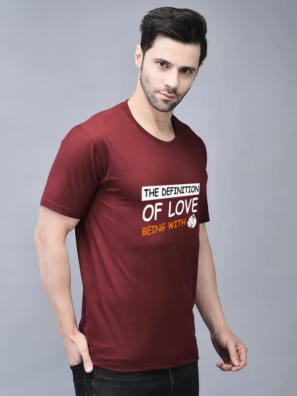 Maroon_Cotton_Printed_Crew_Neck_Half_Sleeve_T-Shirt_For_Men