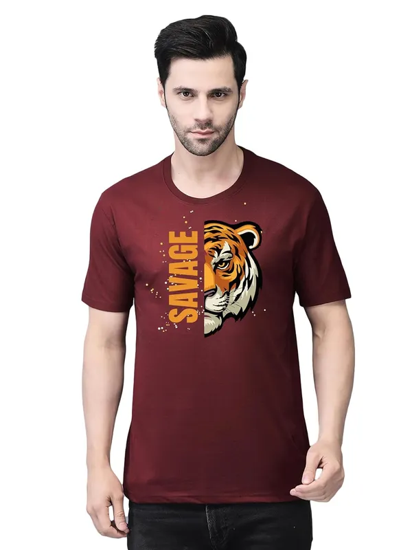 Red_Cotton_Printed_Crew_Neck_Half_Sleeve_T-Shirt_For_Men