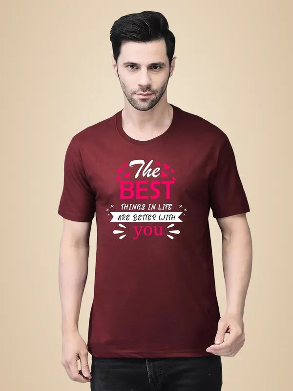 Maroon_Cotton_Printed_Crew_Neck_Half_Sleeve_T-Shirt_For_Men