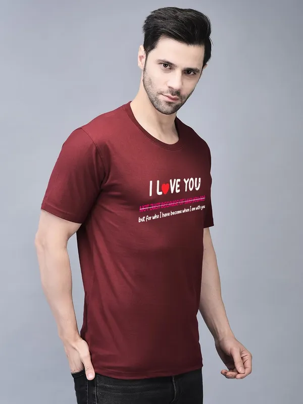 Red_Cotton_Printed_Crew_Neck_Half_Sleeve_T-Shirt_For_Men