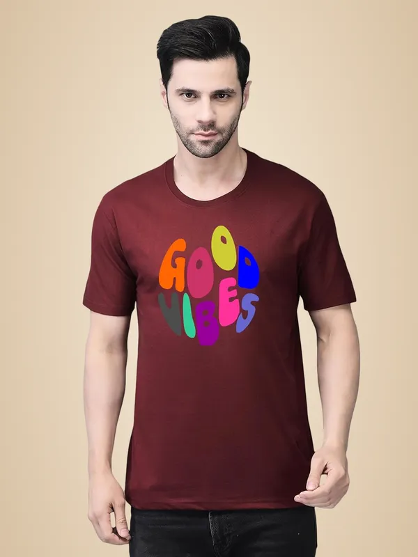 Red_Cotton_Printed_Crew_Neck_Half_Sleeve_T-Shirt_For_Men