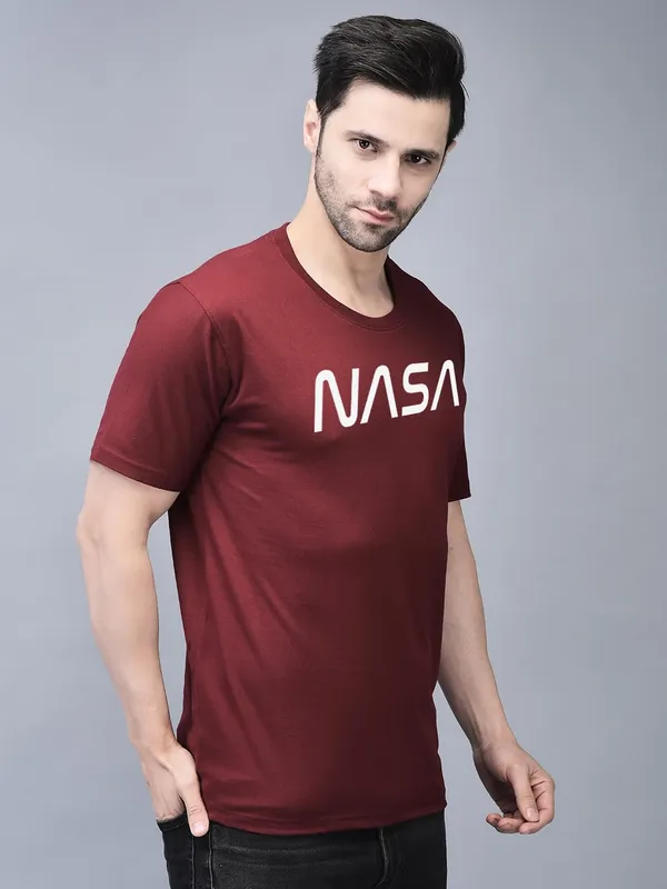 Red_Cotton_Printed_Crew_Neck_Half_Sleeve_T-Shirt_For_Men
