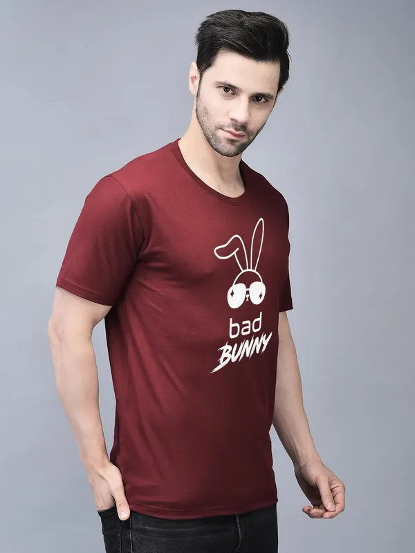 Red_Cotton_Printed_Crew_Neck_Half_Sleeve_T-Shirt_For_Men
