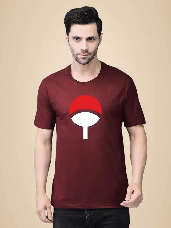 Red_Cotton_Printed_Crew_Neck_Half_Sleeve_T-Shirt_For_Men