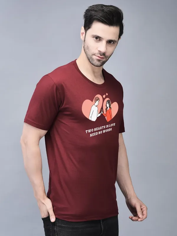 Red_Cotton_Printed_Crew_Neck_Half_Sleeve_T-Shirt_For_Men