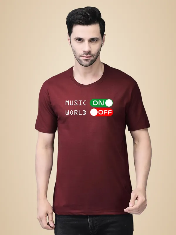 Maroon_Cotton_Printed_Crew_Neck_Half_Sleeve_T-Shirt_For_Men