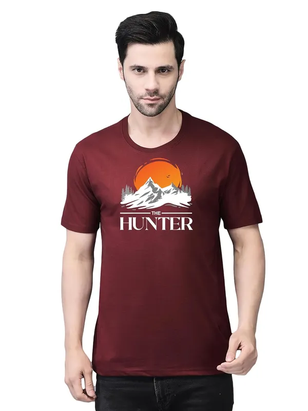 Maroon_Cotton_Printed_Crew_Neck_Half_Sleeve_T-Shirt_For_Men