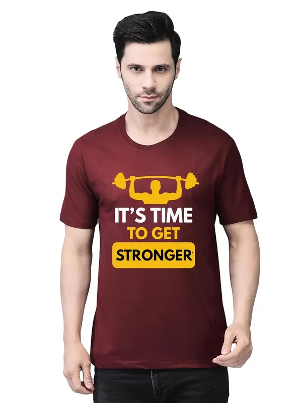 Red_Cotton_Printed_Crew_Neck_Half_Sleeve_T-Shirt_For_Men