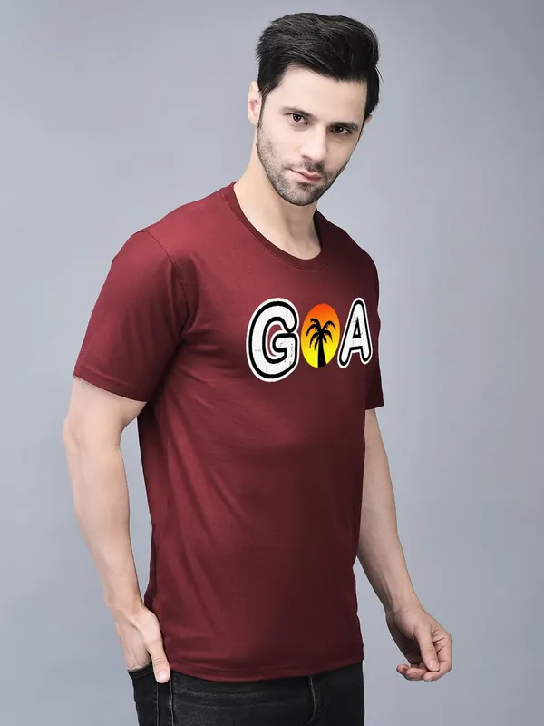 Maroon_Cotton_Printed_Crew_Neck_Half_Sleeve_T-Shirt_For_Men