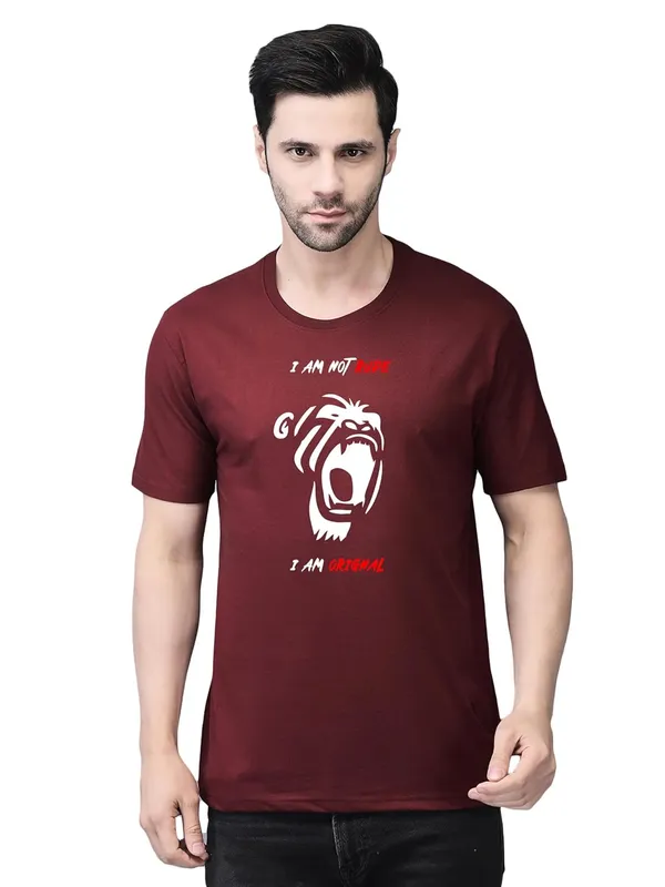 Maroon_Cotton_Printed_Crew_Neck_Half_Sleeve_T-Shirt_For_Men